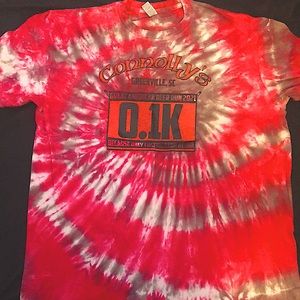 This is a never worn XL shortsleeved tee it has a tie dye pattern, pink and gray